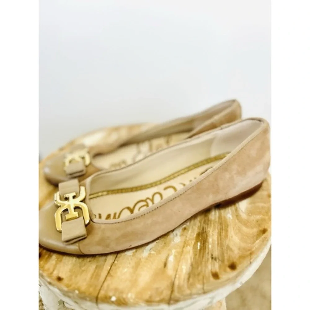 Sam Edelman | Mage Women's Gold Leather Bow Ballet Flats Size 7 |‎ CUTE! 💖✨️